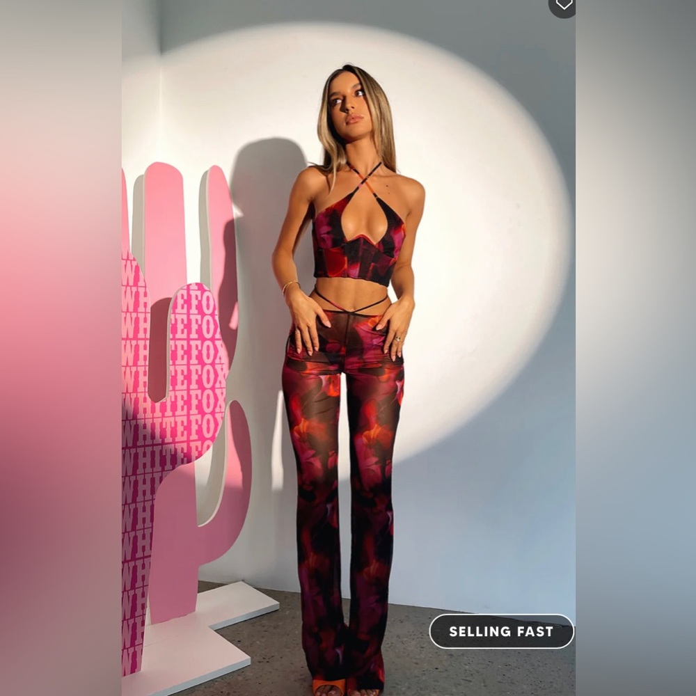 NWT! Rhythm Of The Night Pants Pink Flame Print